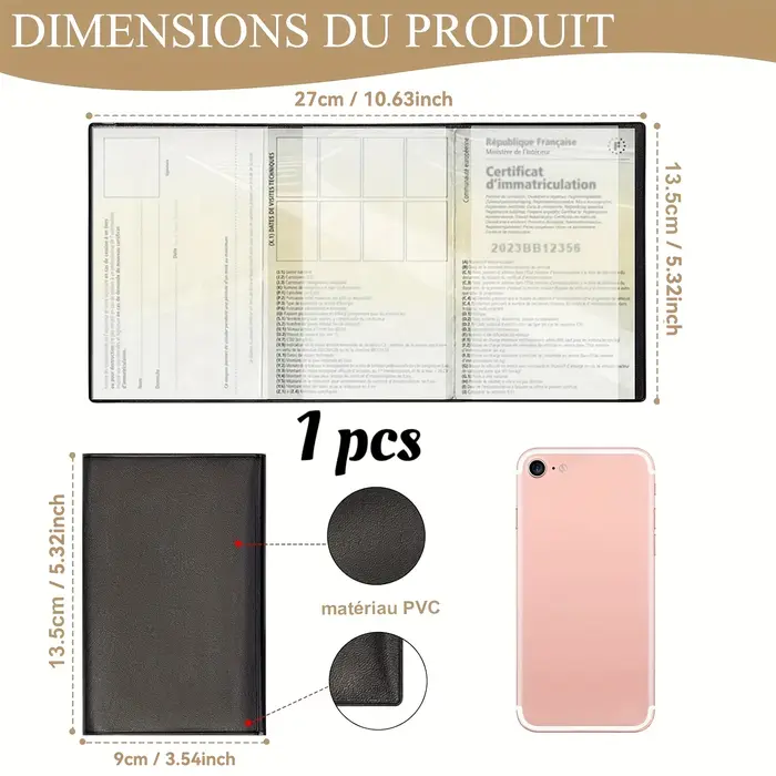 Porte-carte d'enregistrement et d'assurance du véhicule – Manchon à documents en plastique transparent pour papiers de voiture/moto