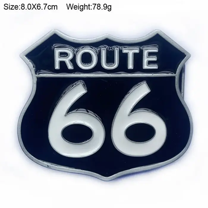 Boucle de ceinture ROUTE 66, style western décontracté et tendance