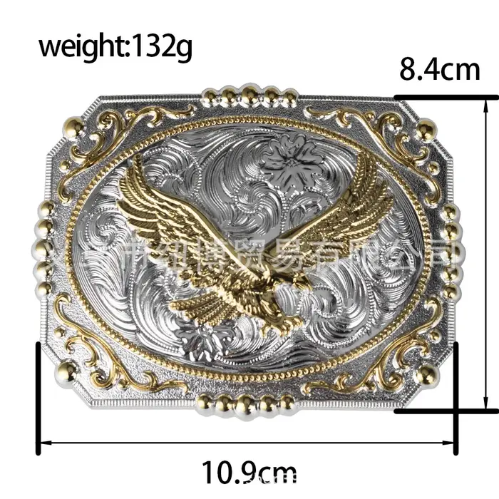 Grande boucle de ceinture dorée aigles et chevaux