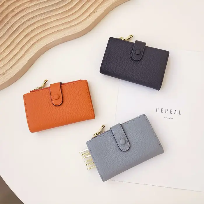 Porte-cartes avec lettres personnalisées en cuir véritable pour hommes et femmes