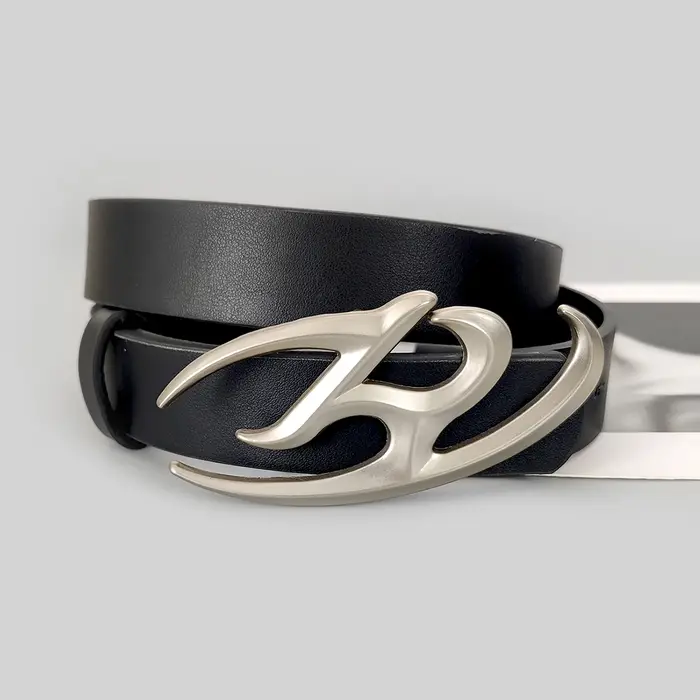 Ceinture en cuir PU noir pour femme