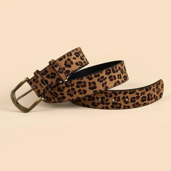 Ceinture imprimée léopard pour femme, style Boho, PU, robe couvertes, ceinture personnalisée
