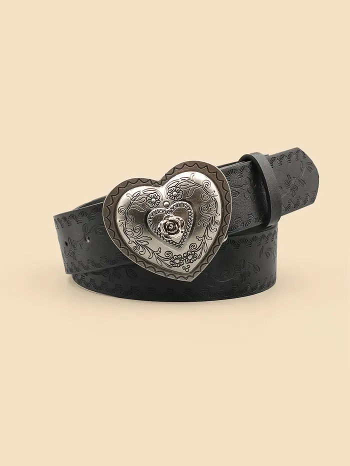 Ceinture décontractée pour femmes en forme de cœur, ceinture rétro sculptée en relief pour femmes, r