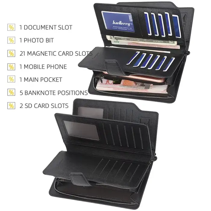Nouveaux portefeuilles pour hommes de grande capacité nom personnalisé sculpture Clips de carte fermeture éclair mâle