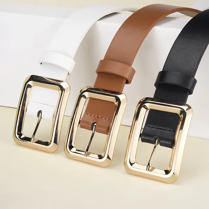 Ceinture à boucle ardillon carrée pour femmes, avec robe, pantalon décontracté, rétro, tendance, cadeaux de fête d'anniversaire pour femmes