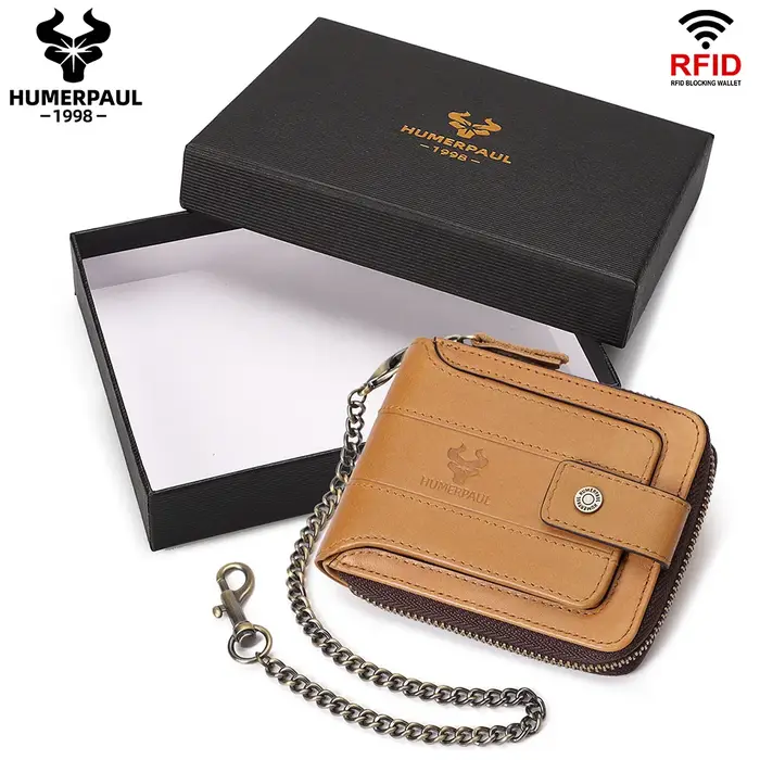 Portefeuille classique en cuir véritable pour homme