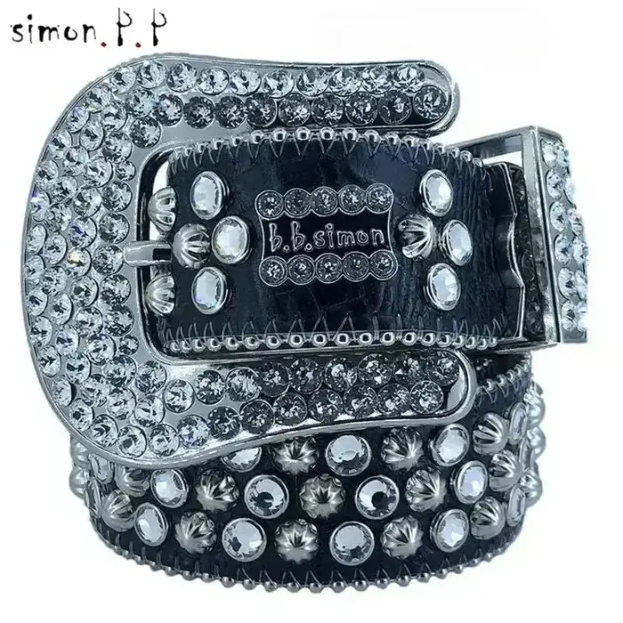 Ceinture de Styliste en Cuir pour Homme et Femme, Accessoire de Luxe, avec Diamants Colorés, de 3.8 