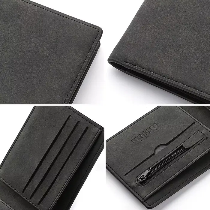 Portefeuille pliable en cuir PU pour homme