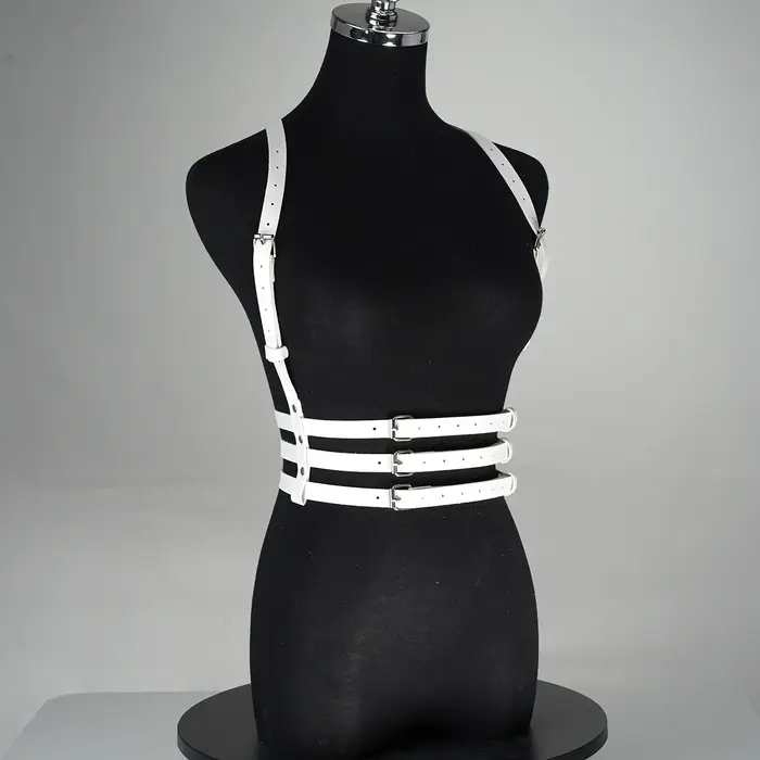 Ceinture large blanche pour femme en cuir PU réglable avec boucle