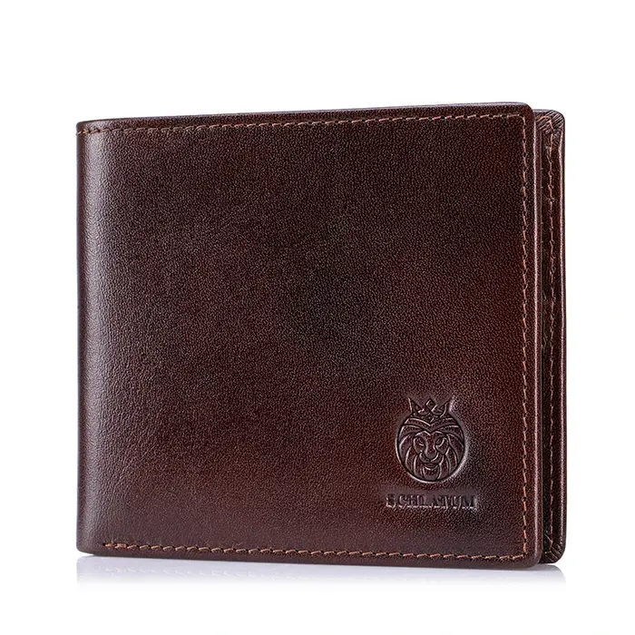 Portefeuille en cuir véritable pour hommes 9 cartes