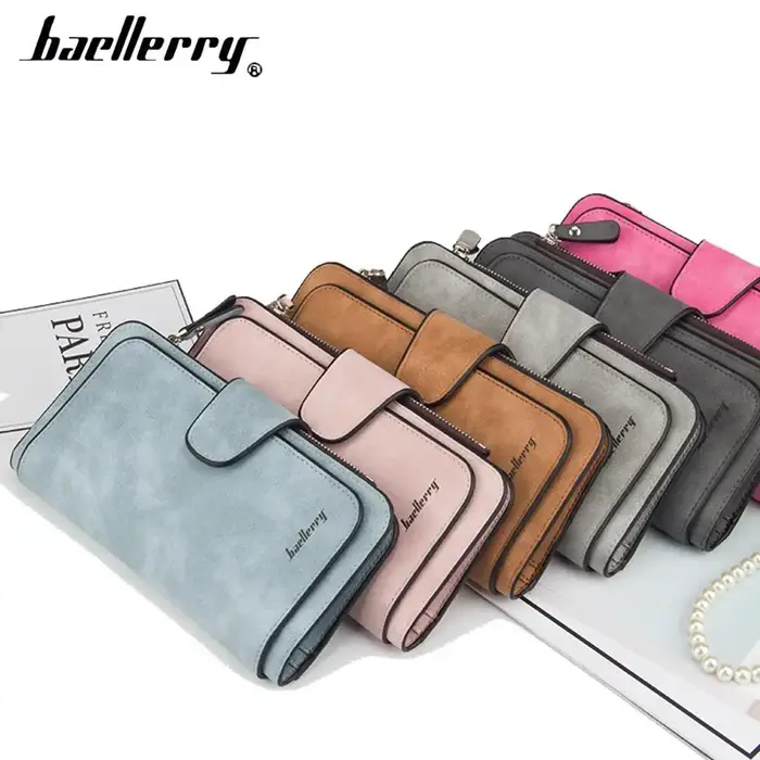 Portefeuilles longs en cuir PU pour femmes