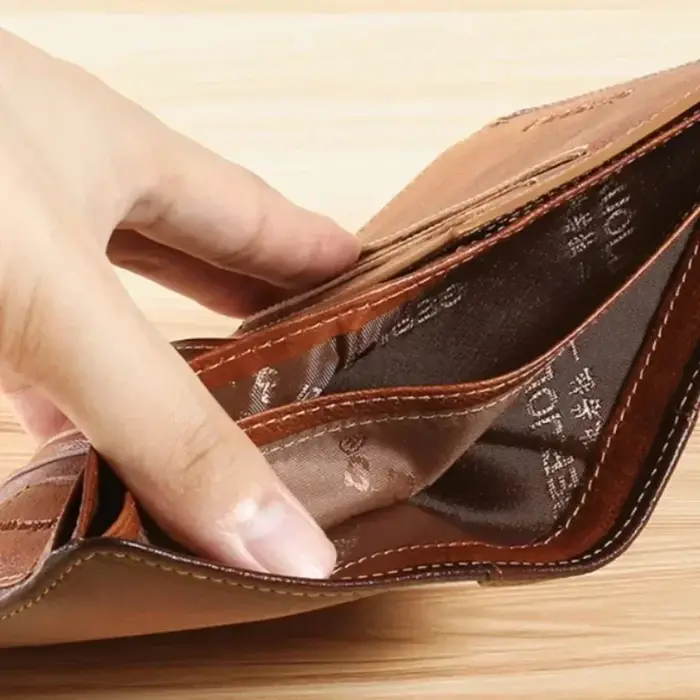 Hommes portefeuille en cuir véritable Rfid blocage à trois volets