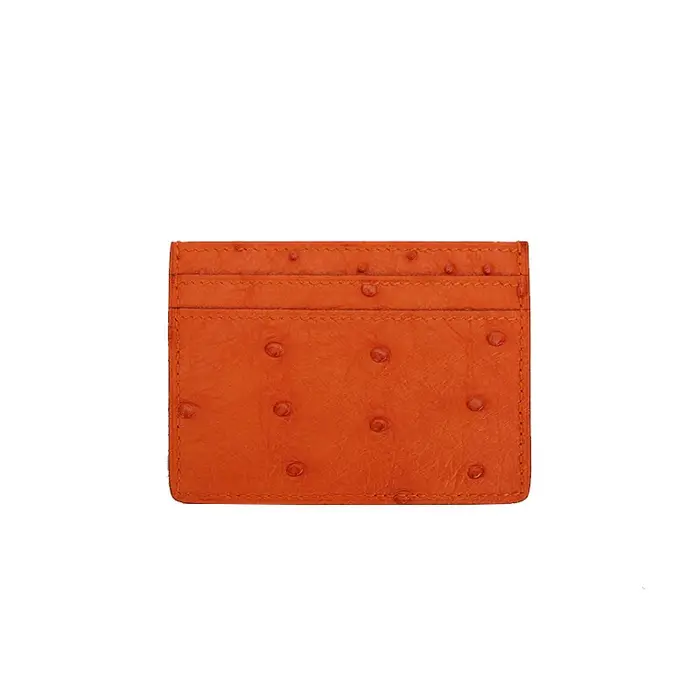 Porte-cartes unisexe en cuir véritable pour hommes et femmes, marque de mode, étui de luxe, cuir d'autruche véritable, porte-cartes de crédit, petit sac, portefeuille