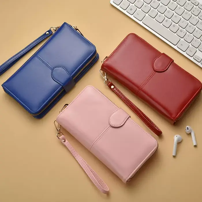 Vintage 2025 femmes portefeuille grande capacité Multi fentes pour cartes sac à main monnaie poche couleur unie sac