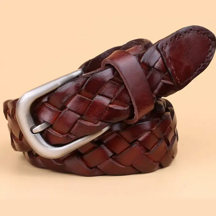 Ceinture de tissage en cuir véritable pour femmes