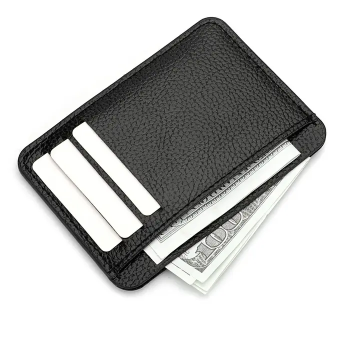 Porte-carte simple Mini porte-carte de crédit en simili cuir solide