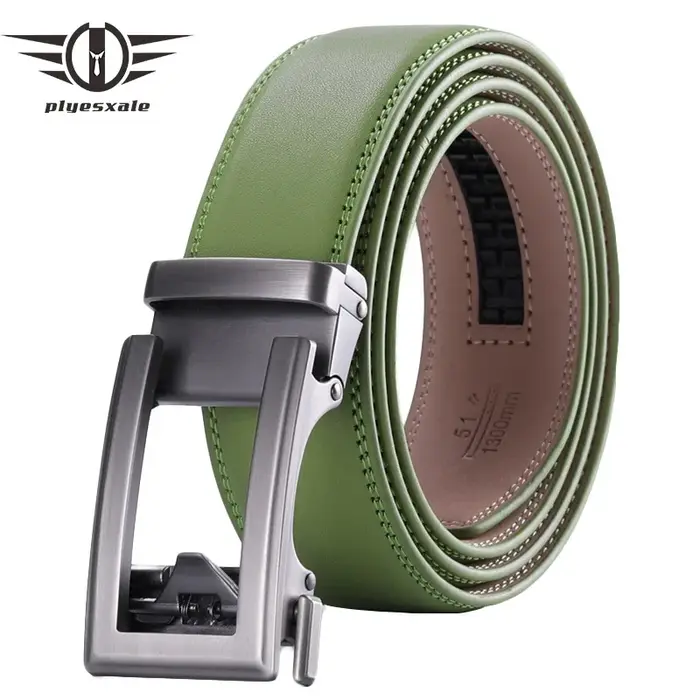Marron café noir herbe vert hommes Ceinture automatique cliquet boucle marque de luxe en cuir véritable