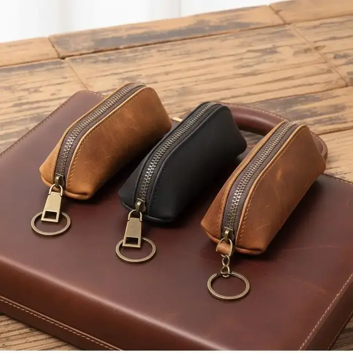 Porte-monnaie vintage avec fermeture éclair, design rétro, pour cartes de crédit et clés, sac organisateur polyvalent