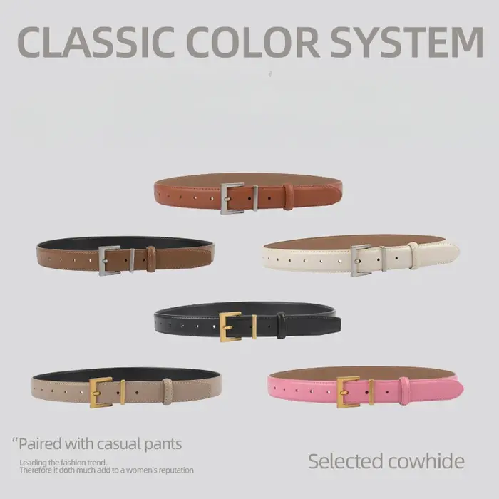 Ceinture rétro Simple en cuir véritable pour femmes