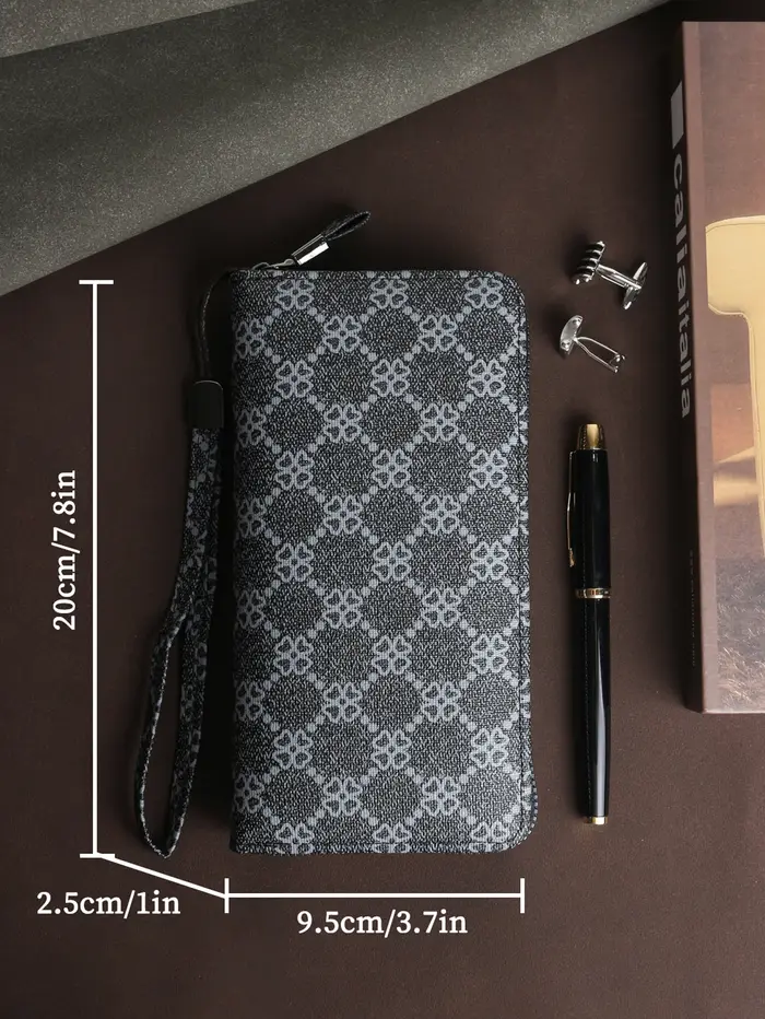 Portefeuille long pour homme - Cuir PU de qualité supérieure avec dragonne amovible