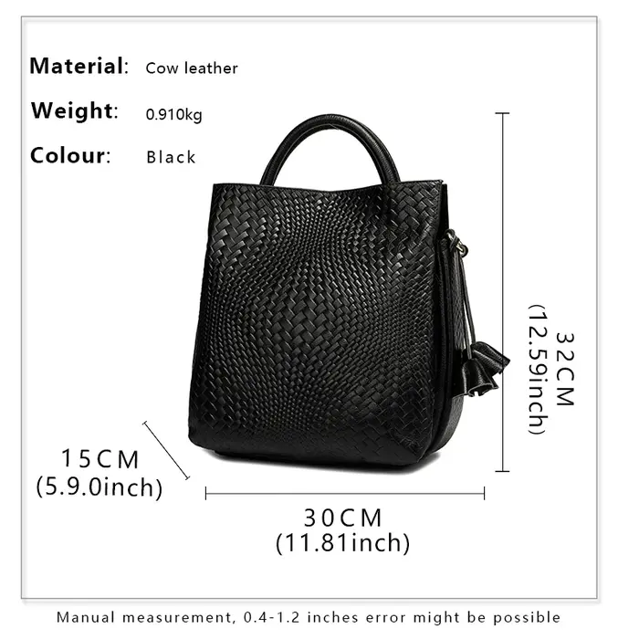 Sac à Main à Motif Tissé Noir pour Femme, Sacoche Décontractée, Polyvalente, Luxueuse, à la Mode