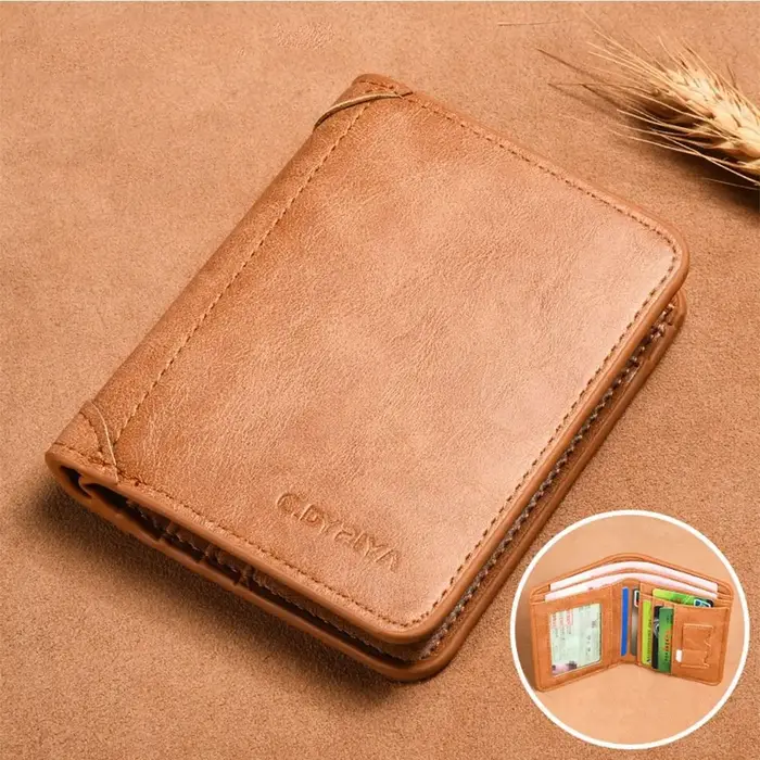 Portefeuille élégant pour homme en PU, portefeuille pliable, porte-cartes, pochette de marque, porte