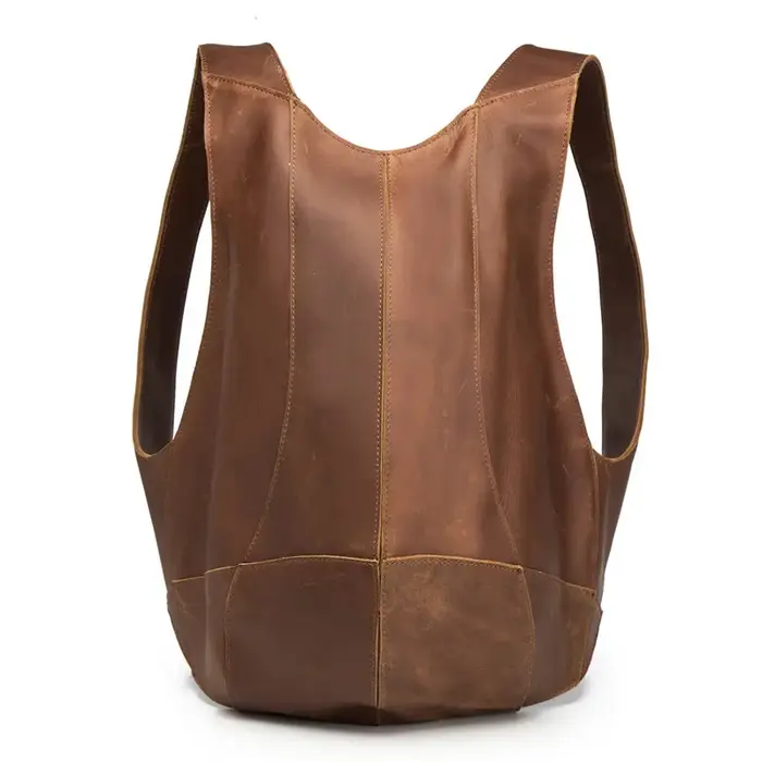 2108 hommes Crazy Horse cuir cuir cuir de vachette sac à dos rétro décontracté marron foncé sac à do