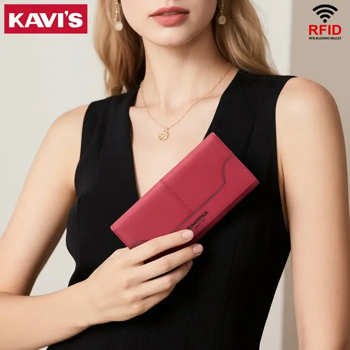 Portefeuille à la mode pour femmes en cuir véritable Long Carteras Para Mujer pochette Design de luxe avec fentes pour