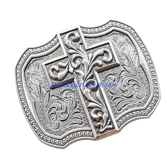 Boucle ceinture avec symbole croix intemporelle E21F, fabriquée en alliages rétro pour une garde-robe moderne