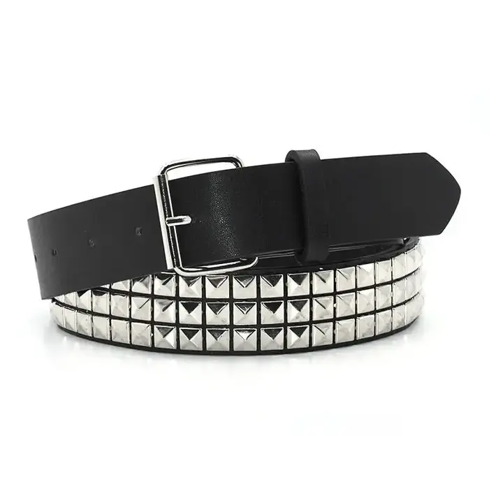 Ceinture punk cloutée pyramide – Ceinture à rivets pour hommes et femmes avec boucle ardillon, acces