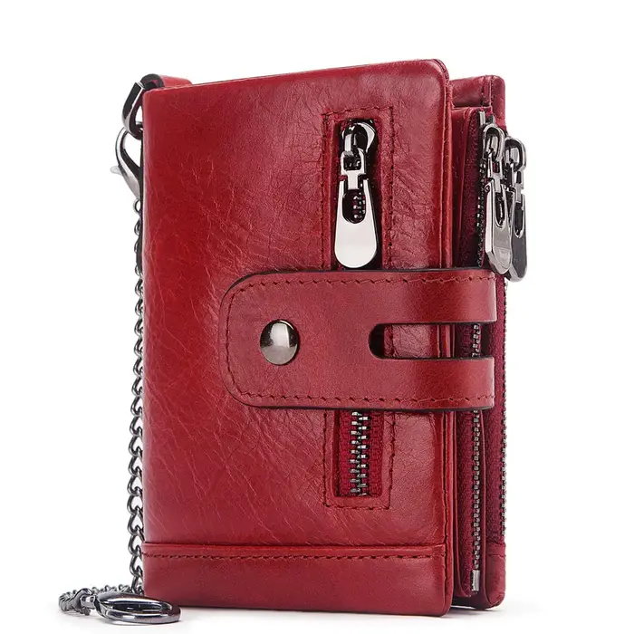 Mode femmes portefeuille en cuir véritable femme pochette portefeuilles moraillon Double fermeture é