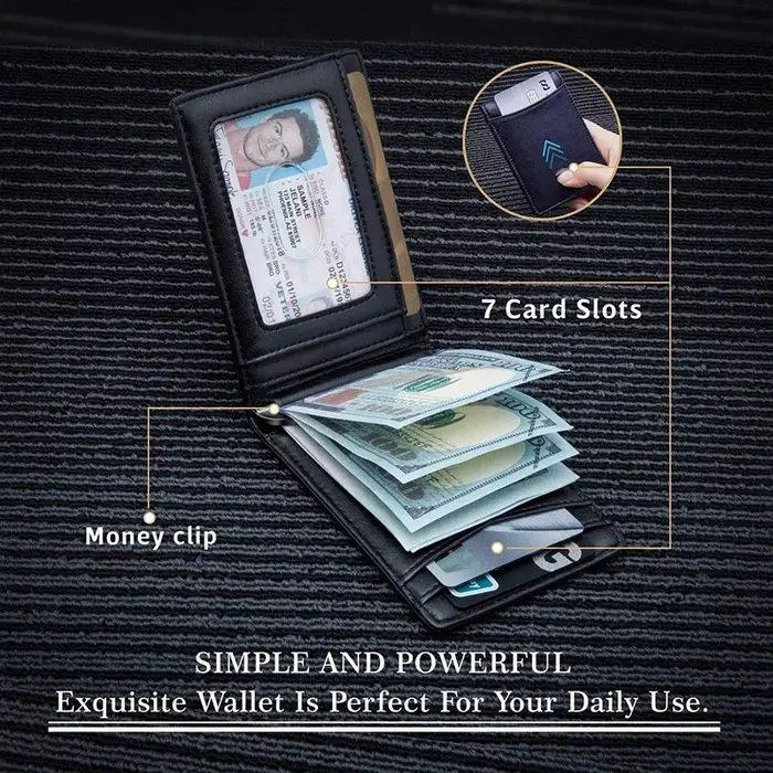 Portefeuille Rfid personnalisé porte-carte en Fiber de carbone cuir minimaliste hommes