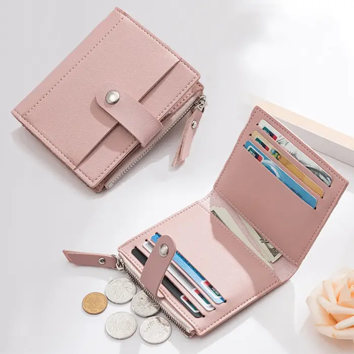 Femmes portefeuilles en cuir PU femme sac à main Mini moraillon solide multi-cartes porte-monnaie court