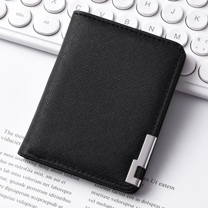 Portefeuille court en cuir pour hommes, motif croisé, fente multi-cartes, pince à billets, Style urb