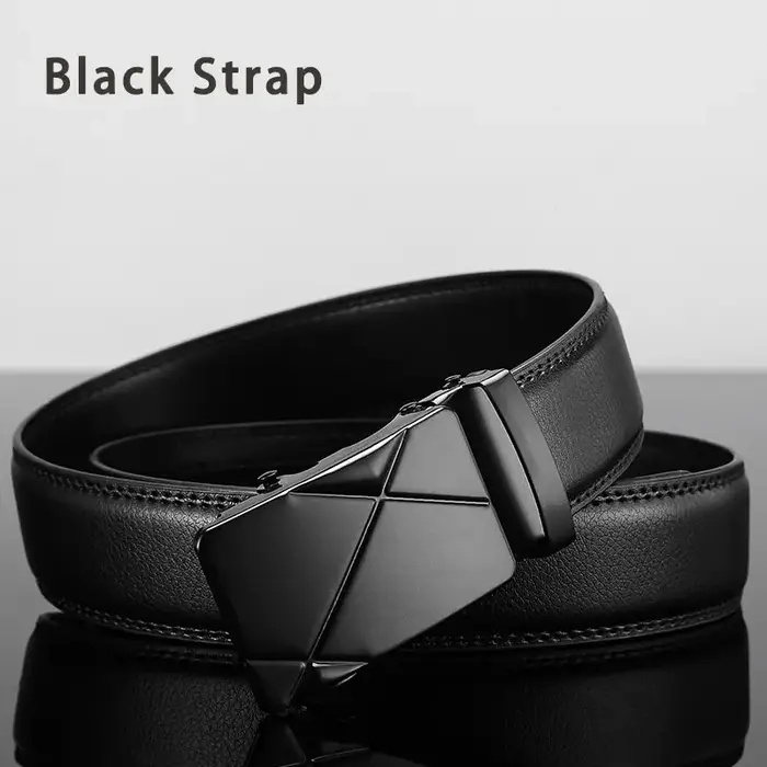 Ceinture en cuir PU noir pour hommes, métal, structure automatique, haute qualité, environnement de 