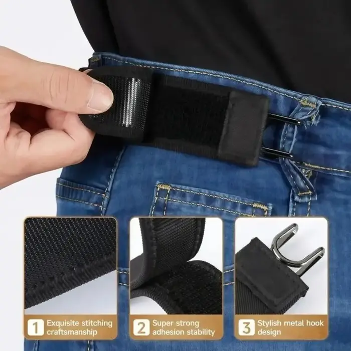 Nouveau crochet de ceinture sans boucle unisexe