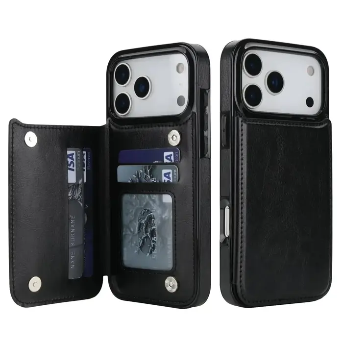 Étui portefeuille en cuir pour IPhone 17 Pro Max 17Air, haute entreprise, avec fentes pour cartes sur béquille, housse de Protection antichoc