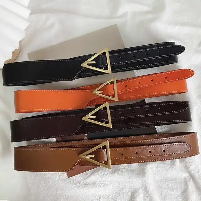 Ceinture décorative en cuir véritable pour femme avec drapeau de luxe