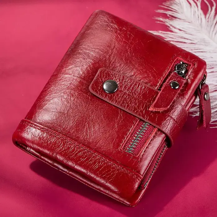 Portefeuille en cuir véritable pour femmes