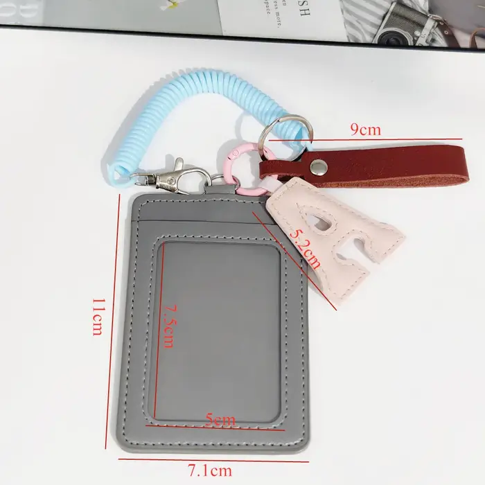 Porte-cartes en cuir avec lettres anglaises dans des schémas de couleur de dopamine