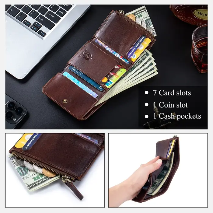 Portefeuille en cuir véritable pour hommes