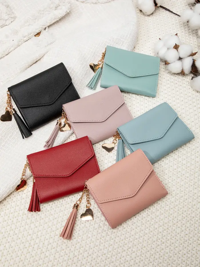 Portefeuille pochette compact pour femme élégant noir