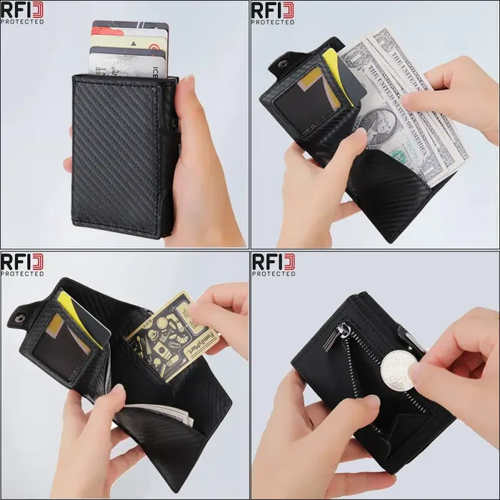 DIENQI — Porte-cartes en fibre de carbone pour les hommes