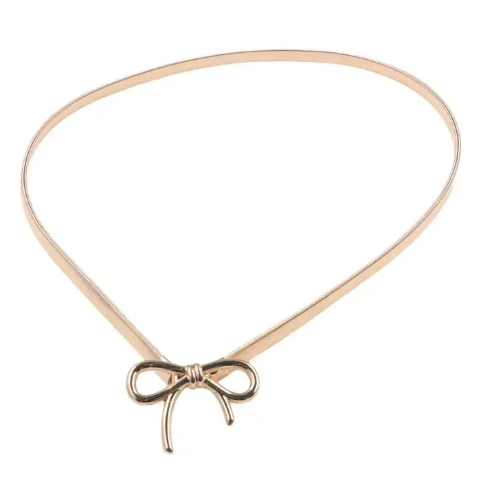Ceinture à nœud élastique avec boucle à nœud papillon, fine, argent et or, décor de jean Y2k, chaîne