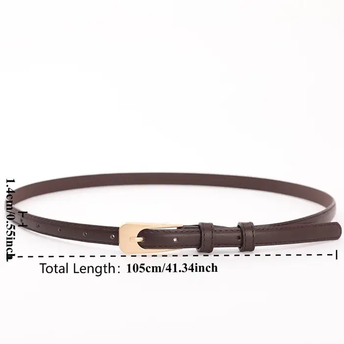 Ceinture fine polyvalente pour femme en cuir PU de haute qualité, idéale pour les jeans décontractés, ceinture fine vintage pour femme