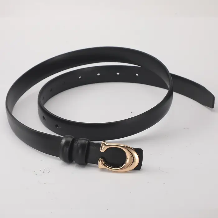 Ceinture à la mode pour femmes, haute qualité, boucle en forme de C, boucle lisse, tempérament, Doub