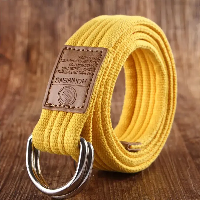 Nouveau unisexe toile ceinture Double anneau boucle