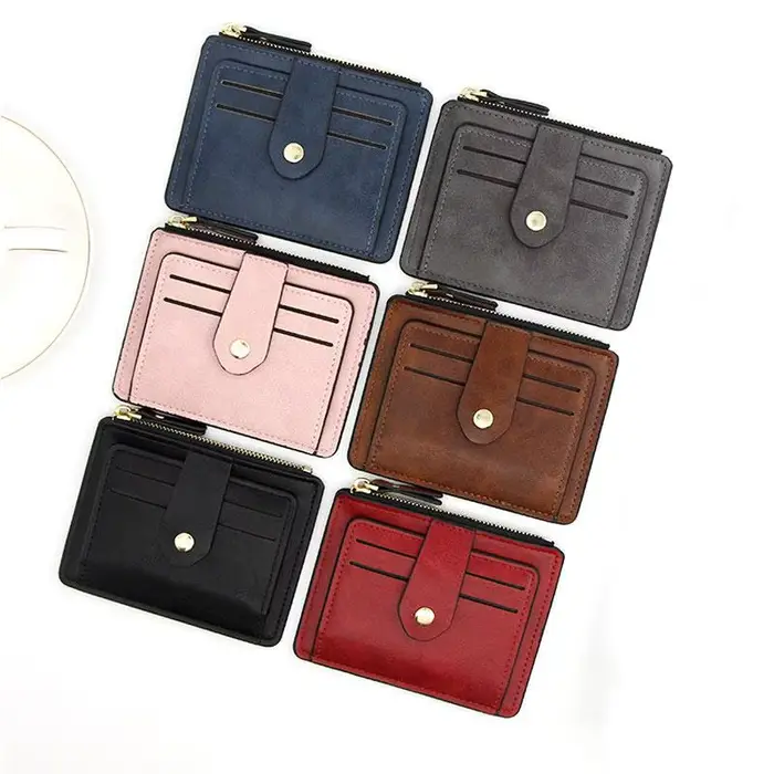 Portefeuille en cuir mince avec poche à monnaie pour hommes et femmes