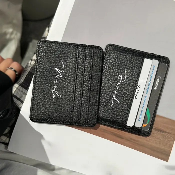 Portefeuille noir personnalisable avec nom