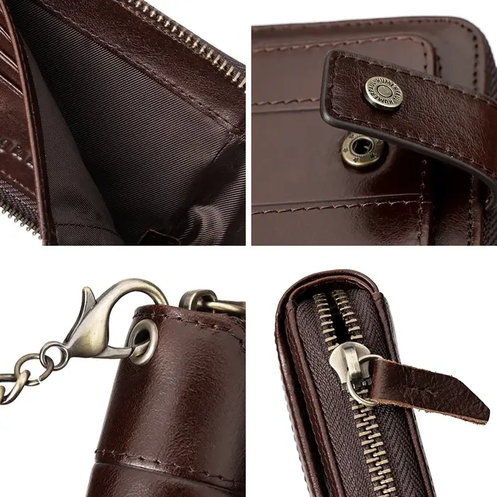 Portefeuille classique en cuir véritable pour homme